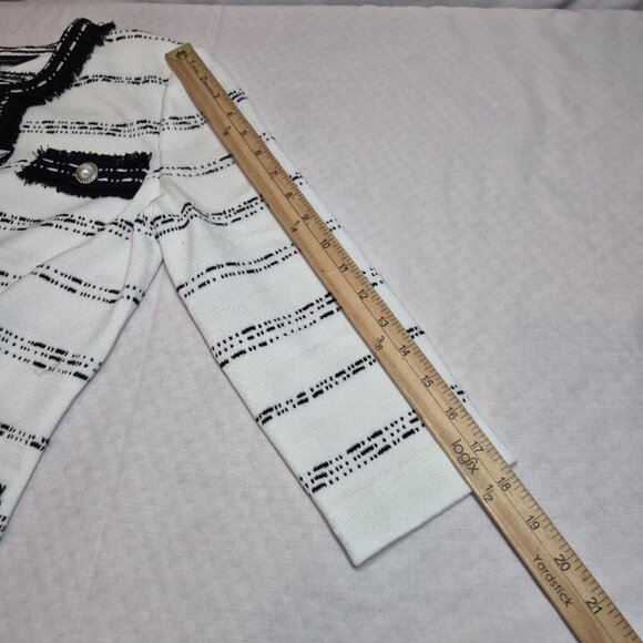 Ming Wang Women's Size XS Striped Blazer Jacket Black White ¾ Sleeve  (42) - Picture 7 of 15